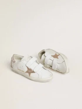 Zapatillas Old School LTD para mujer con estrella y lengüeta en el talón de piel metalizada en oro rosa