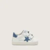 Zapatillas «Old School» para bebé en piel blanca con estrella de ante azul vaquero