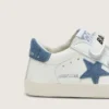 Zapatillas «Old School» para bebé en piel blanca con estrella de ante azul vaquero
