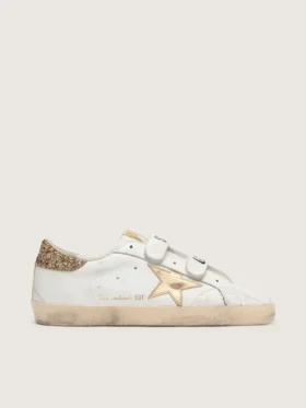Zapatillas Old School para mujer con estrella dorada en piel laminada