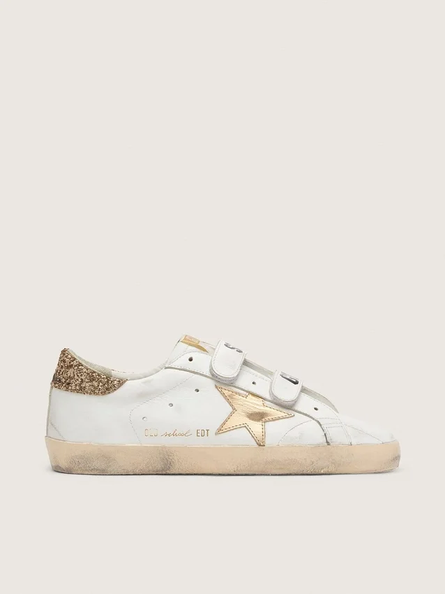 Zapatillas Old School para mujer con estrella dorada en piel laminada
