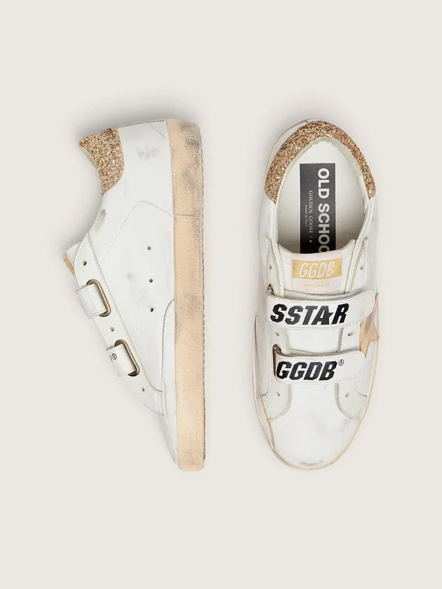 Zapatillas Old School para mujer con estrella dorada en piel laminada