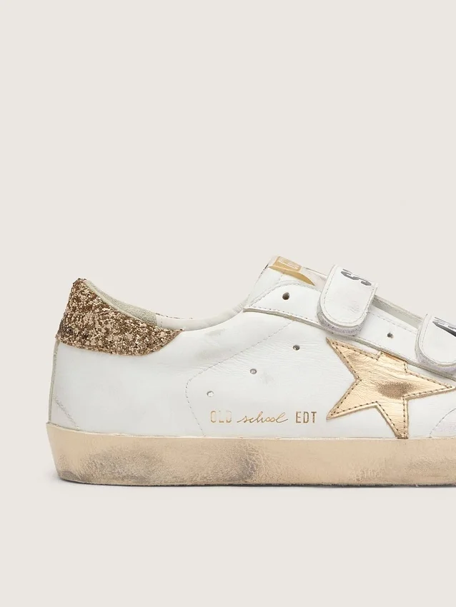 Zapatillas Old School para mujer con estrella dorada en piel laminada