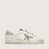 Zapatillas Old School para mujer con estrella plateada brillante y lengüeta de ante gris hielo