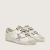 Zapatillas Old School para mujer con estrella plateada brillante y lengüeta de ante gris hielo