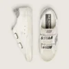 Zapatillas Old School para mujer con estrella plateada brillante y lengüeta de ante gris hielo