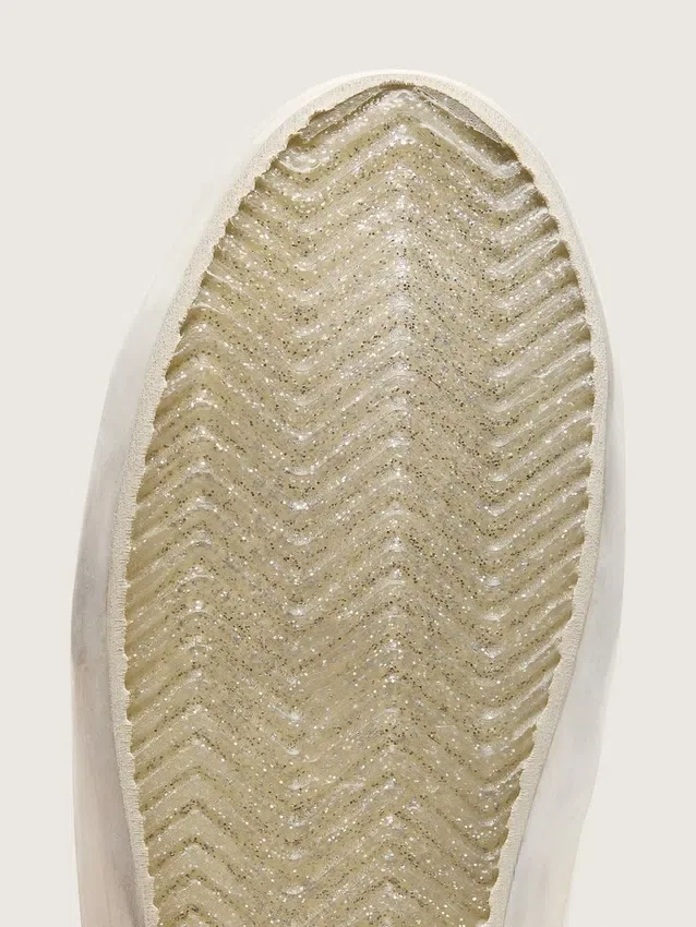 Zapatillas Old School para mujer con estrella plateada brillante y lengüeta de ante gris hielo