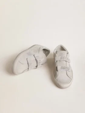 Zapatillas Old School para mujer en ante gris claro con una estrella de piel con microbrillo