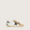Zapatillas Old School para niños con estrella de cuero negro e inserciones de ante beige y verde