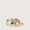 Zapatillas Old School para niños con estrella de cuero negro e inserciones de ante beige y verde