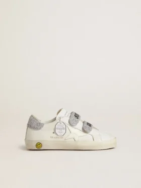 Zapatillas «Old School» para niños con lengüeta en el talón y tiras con cristales Swarovski plateados