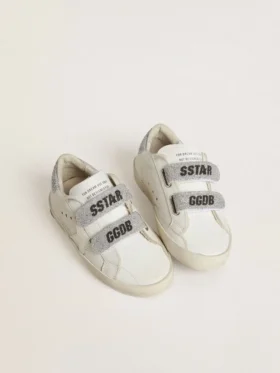 Zapatillas «Old School» para niños con lengüeta en el talón y tiras con cristales Swarovski plateados