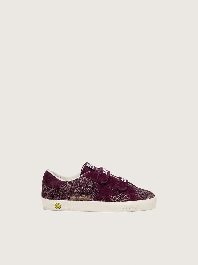 Zapatillas Old School para niños en color burdeos brillante con estrella de ante burdeos y lengüeta en el talón