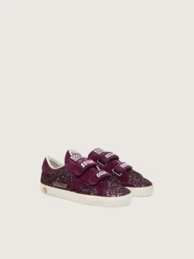 Zapatillas Old School para niños en color burdeos brillante con estrella de ante burdeos y lengüeta en el talón