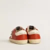 Zapatillas «Old School» para niños en napa naranja con estrella blanca y lengüeta del talón de cuero color crema