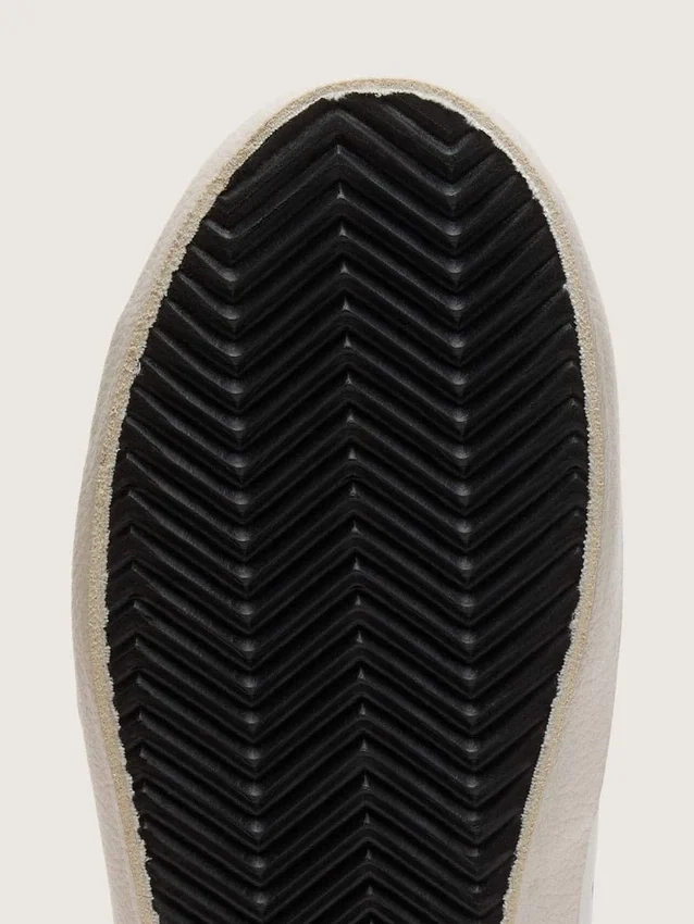 Zapatillas «Old School» para niños en piel blanca con estrella de piel plateada metalizada e inserciones de cristales plateados