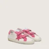 Zapatillas «Old School» para niños en piel color crema con estrella y inserciones de ante rosa