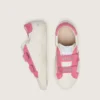 Zapatillas «Old School» para niños en piel color crema con estrella y inserciones de ante rosa