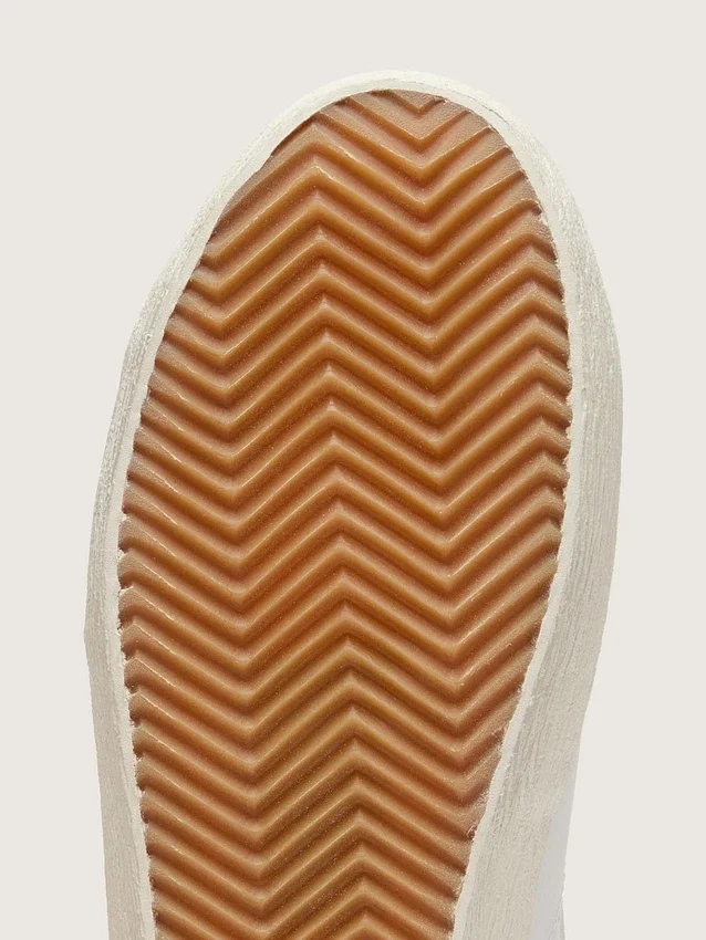 Zapatillas «Old School» para niños en piel color crema con estrella y inserciones de ante rosa