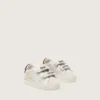 Zapatillas para bebé de terciopelo con estrella de ante blanco y lengüeta trasera de cuero burdeos