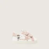 Zapatillas para bebé en napa con estrella de ante rosa y estampado de mascota