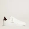Zapatillas Purestar para hombre con estrella de piel blanca y lengüeta del talón de piel con estampado de cocodrilo en color burdeos