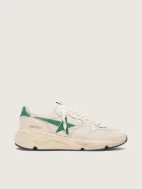 Zapatillas Running Sole para hombre en nailon color crema y piel con estrella de piel verde