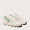 Zapatillas Running Sole para hombre en nailon color crema y piel con estrella de piel verde