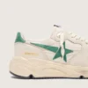 Zapatillas Running Sole para hombre en nailon color crema y piel con estrella de piel verde