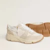 Zapatillas Running Sole para mujer de lona con estrella beige y lengüeta del talón de piel metalizada platino