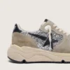 Zapatillas Running Sole para mujer en brillo plateado y ante gris paloma