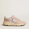 Zapatillas Running Sole para mujer en malla y nubuck con estrella de piel metalizada plateada