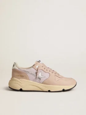 Zapatillas Running Sole para mujer en malla y nubuck con estrella de piel metalizada plateada