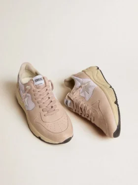 Zapatillas Running Sole para mujer en malla y nubuck con estrella de piel metalizada plateada