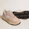 Zapatillas Running Sole para mujer en malla y nubuck con estrella de piel metalizada plateada