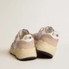 Zapatillas Running Sole para mujer en malla y nubuck con estrella de piel metalizada plateada