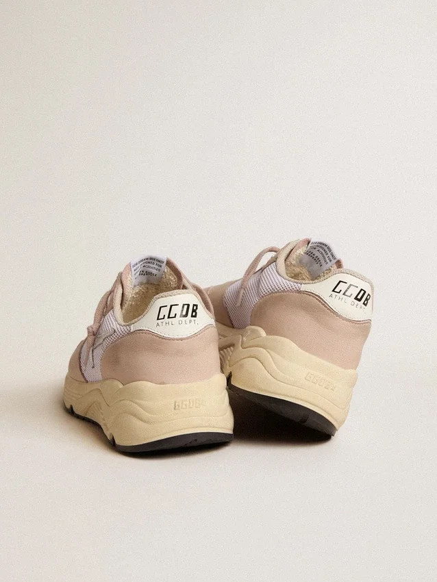 Zapatillas Running Sole para mujer en malla y nubuck con estrella de piel metalizada plateada