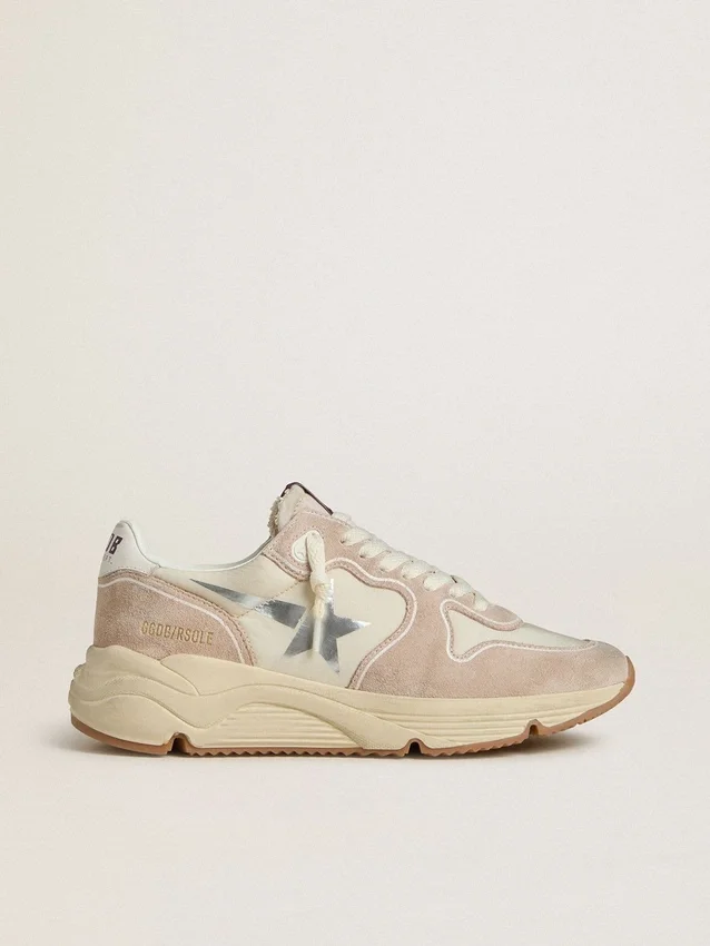 Zapatillas Running Sole para mujer en nailon y ante con estrella estampada en plata y lengüeta de talón de piel