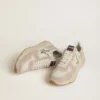 Zapatillas Running Sole para mujer en nailon y ante con estrella estampada en plata y lengüeta de talón de piel