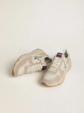 Zapatillas Running Sole para mujer en nailon y ante con estrella estampada en plata y lengüeta de talón de piel