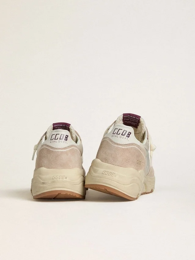 Zapatillas Running Sole para mujer en nailon y ante con estrella estampada en plata y lengüeta de talón de piel