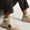 Zapatillas Sky-Star para hombre en nailon y piel de color crema con estrella de ante azul