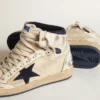 Zapatillas Sky-Star para hombre en nailon y piel de color crema con estrella de ante azul