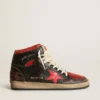 Zapatillas Sky-Star para hombre en piel negra brillante con estrella roja