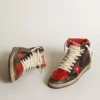 Zapatillas Sky-Star para hombre en piel negra brillante con estrella roja