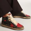 Zapatillas Sky-Star para hombre en piel negra brillante con estrella roja