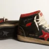 Zapatillas Sky-Star para hombre en piel negra brillante con estrella roja