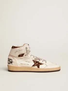 Zapatillas Sky-Star para mujer con firma e inserciones de piel de potro con estampado de leopardo