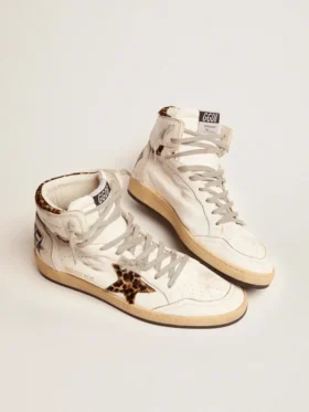 Zapatillas Sky-Star para mujer con firma e inserciones de piel de potro con estampado de leopardo