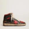 Zapatillas Sky-Star para mujer en piel negra brillante con estrella roja